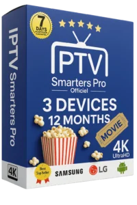 12-month IPTV Smarters Pro subscription for 3 devices with best seller badge