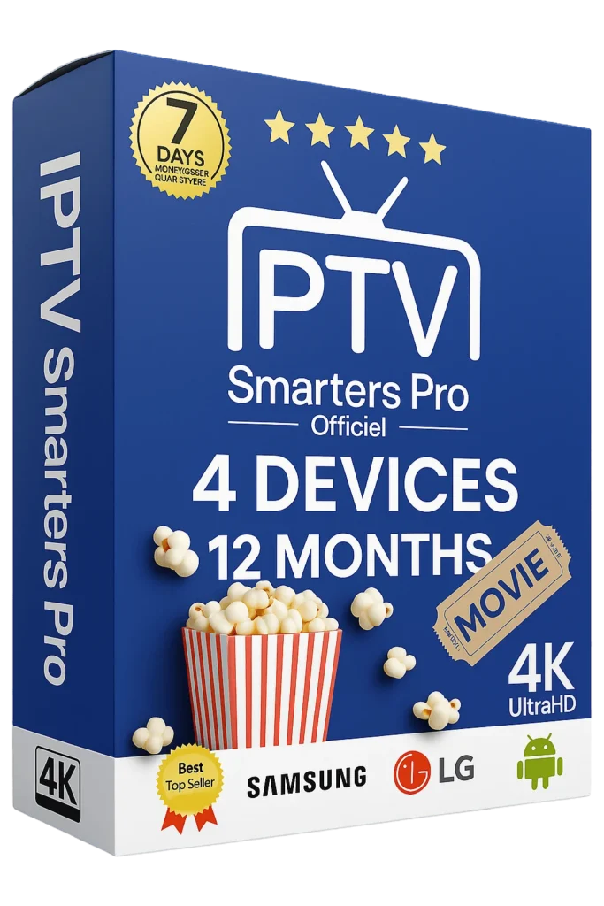IPTV Smarters Pro 12-month subscription for 4 devices with 4K streaming