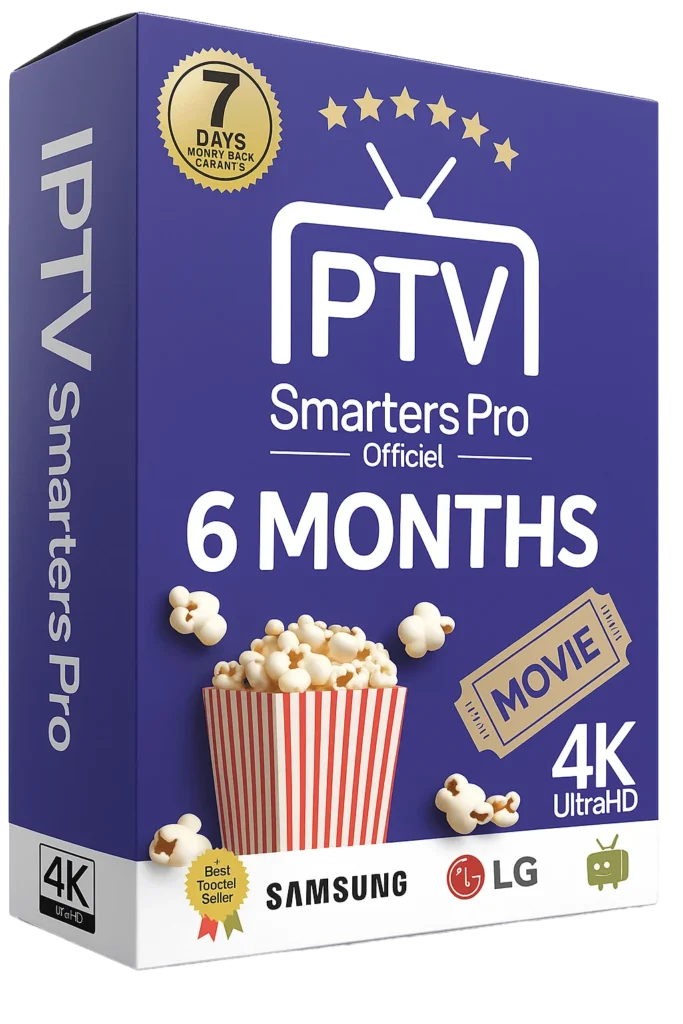 6-month IPTV Smarters Pro subscription with 4K streaming enabled
