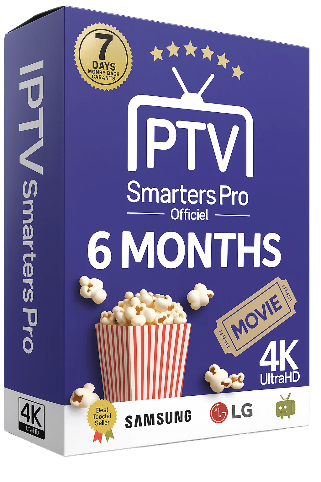 6-month IPTV Smarters Pro subscription with 4K streaming enabled