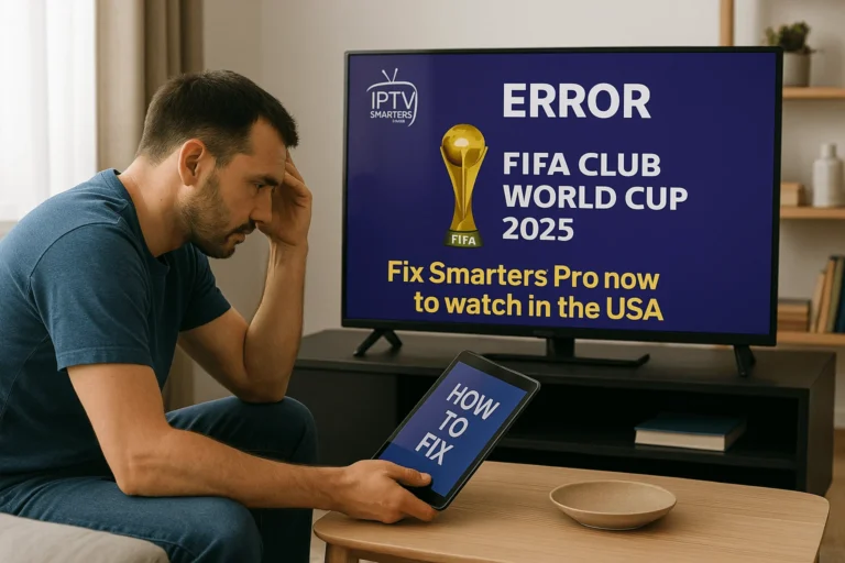 Man trying to fix Smarters Pro to watch FIFA Club World Cup 2025 in the USA