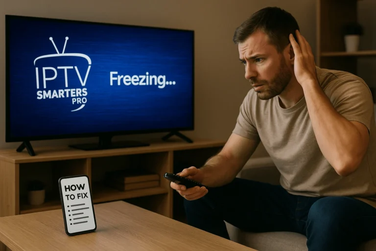 Man frustrated with IPTV Smarters Pro black screen on TV