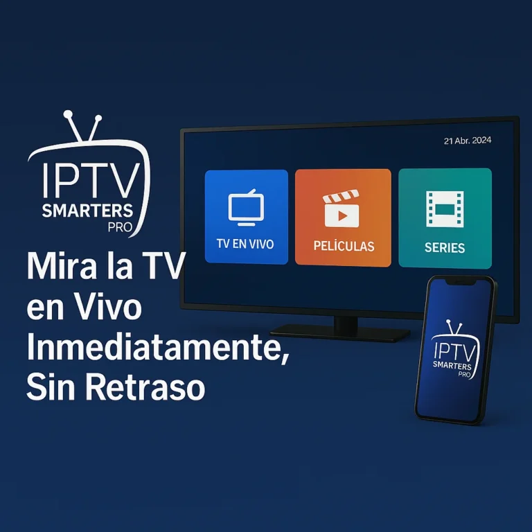Imagen promocional IPTV Smarters Pro en España mostrando Smart TV y smartphone con la aplicación y texto en español